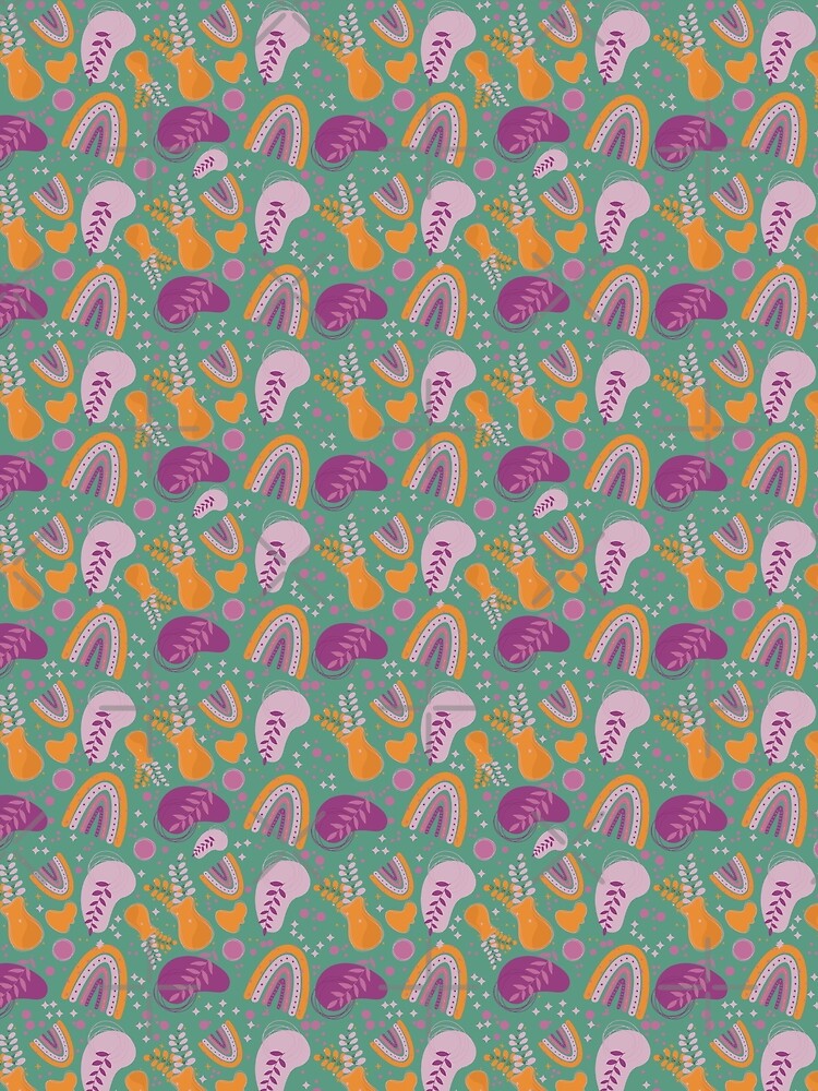 Boho style pattern, boho aesthetic design, rainbows and vase by Mimo & Co.