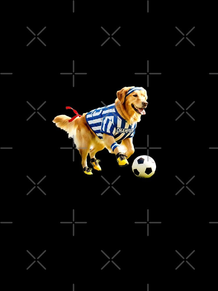Golden Retriever Soccer Champion: Athletic Dog Play by Fatomfatom