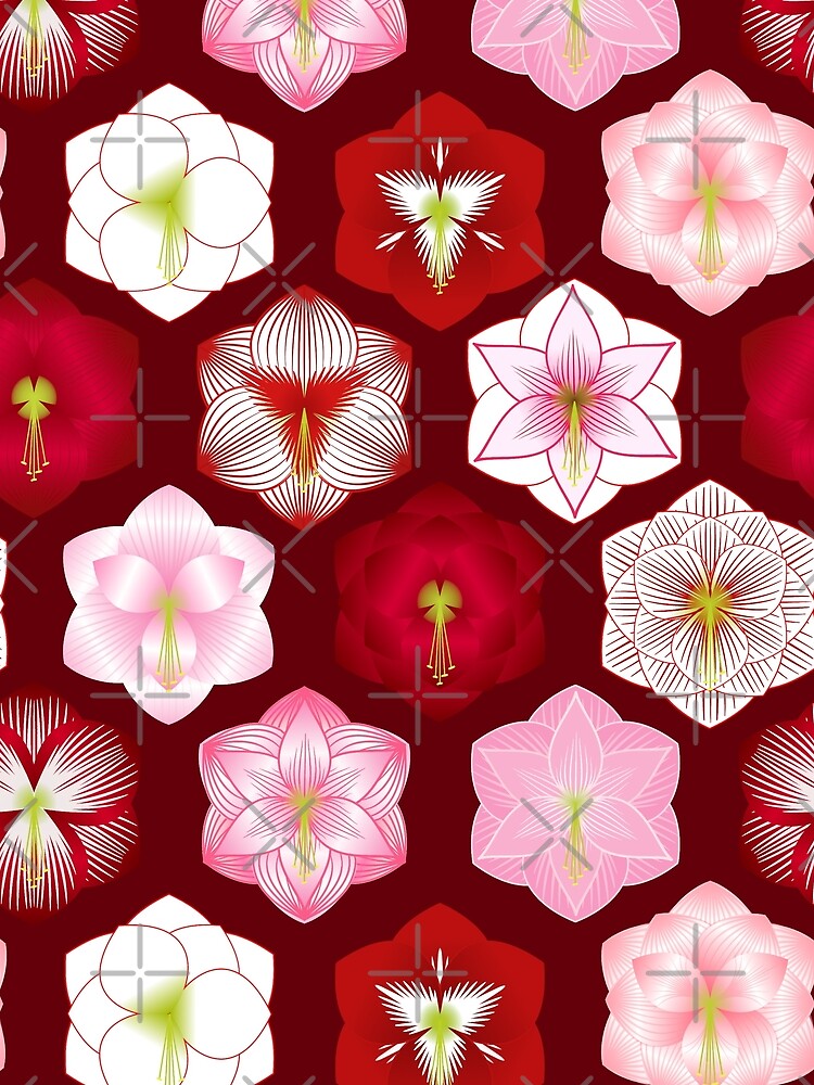 Amaryllis Pattern - Burgundy by marieofroumania