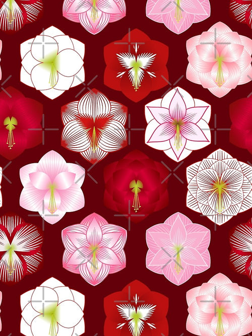 Amaryllis Pattern - Burgundy by marieofroumania
