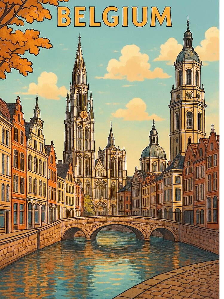 Belgium Vintage Style Illustration by TownWish