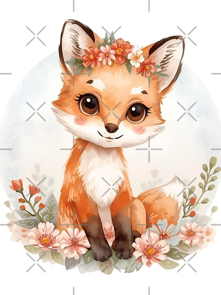 Cute flowery fox in the fairytale forest by SimonsDesignArt