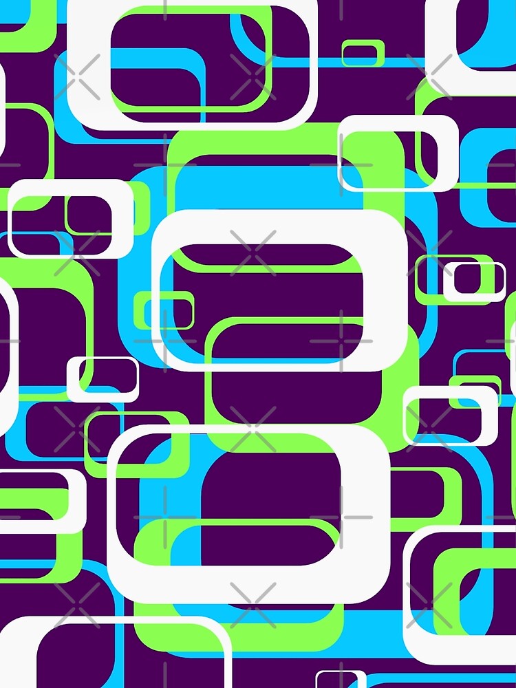 Neon Green and Light Blue 60s Inspired Retro Shapes by TotallyRetroArt