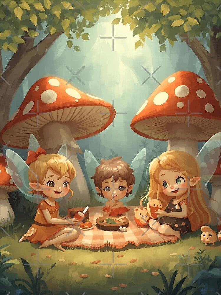 Cute fairies celebrate in the fairytale forest by SimonsDesignArt