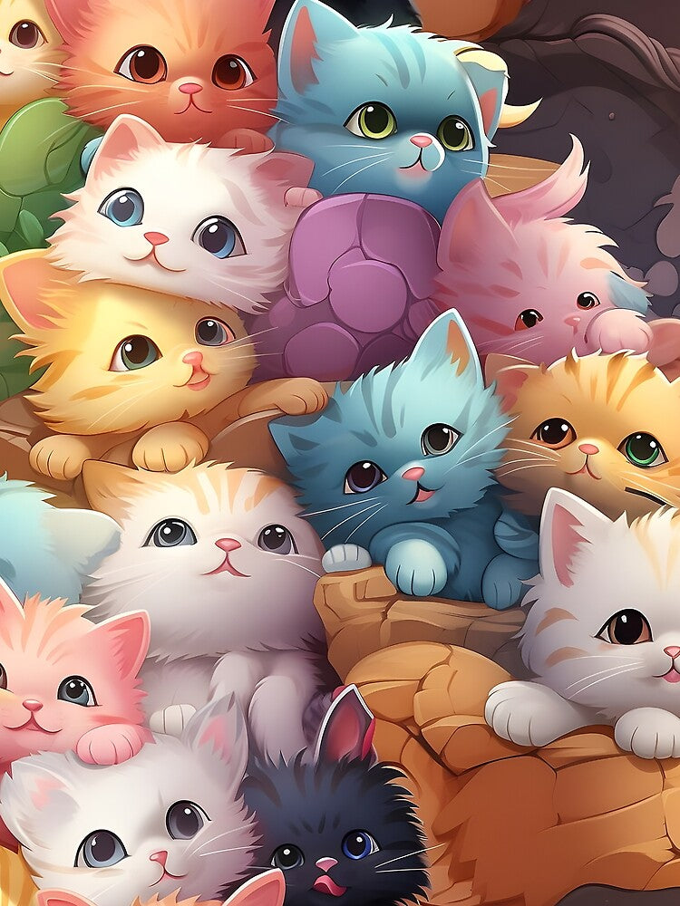 Kawaii Cute Cats Colorful Kittens by Urban  Charms