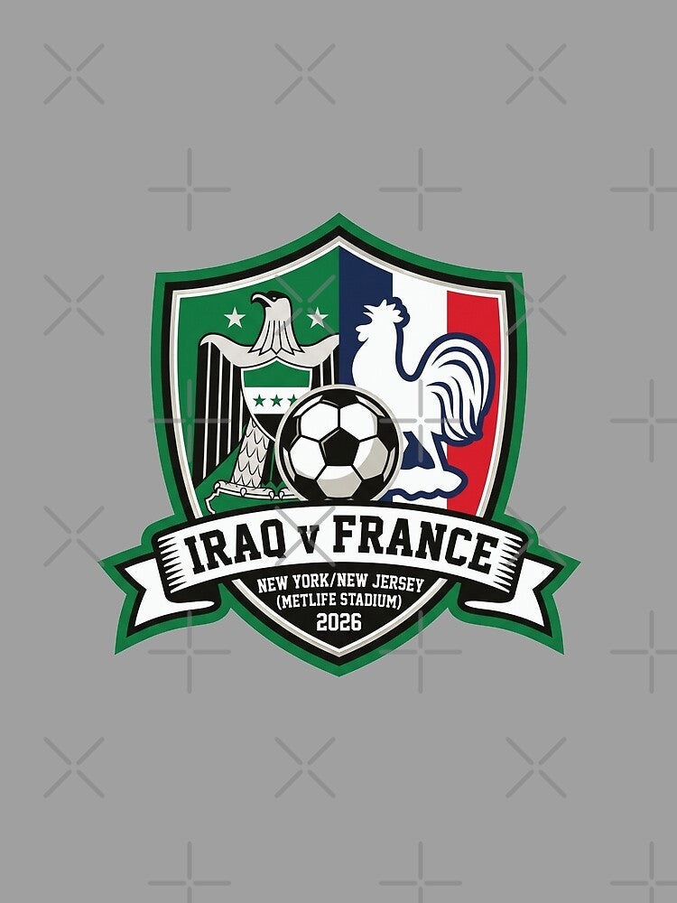 Iraq Versus France Soccer Match 2026 Athletic Crest by Pride Emblem Prints