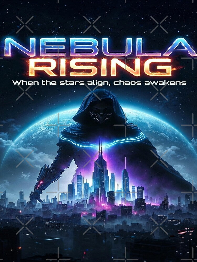 Nebula Rising – Futuristic Sci-Fi Movie Poster | Cyberpunk City, Galactic Warrior, Neon Space Art by Sushikidsntod