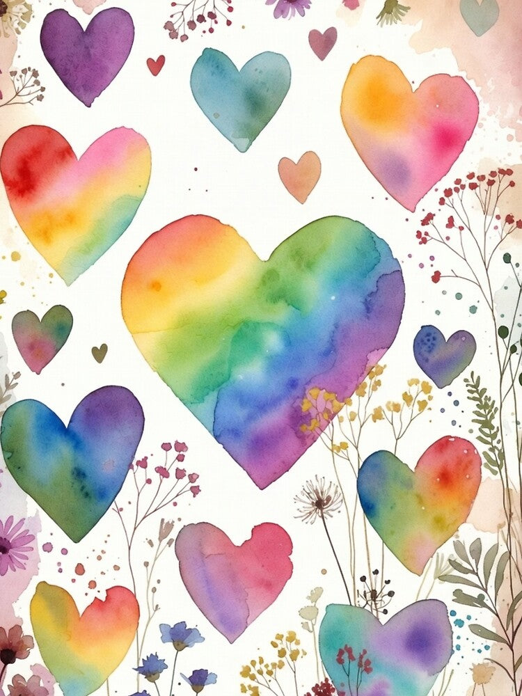 Boho Rainbow Heart | Watercolor Pride Decor by GeoandHome