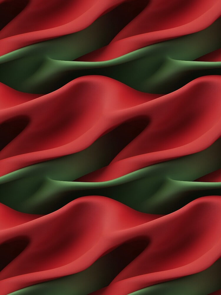 Swirling Red and Green Ribbons, Christmas by patternicco