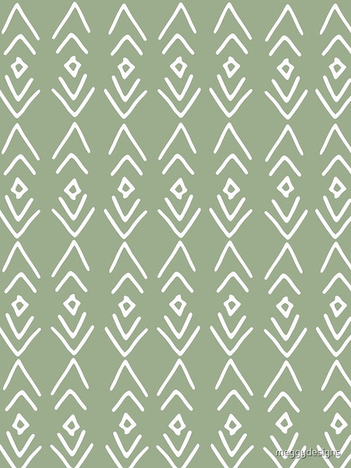 African Mudcloth, Sage Green, Boho Wall Art by meggydesigns