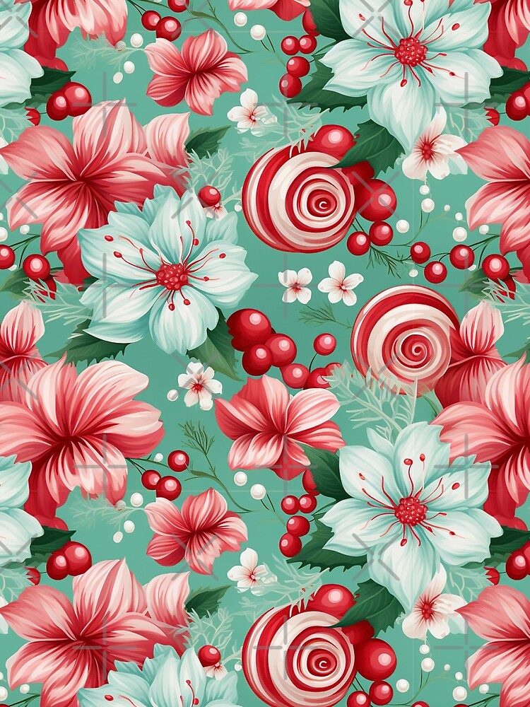 Vintage Holiday Floral with Peppermints by Driftwood Spirits