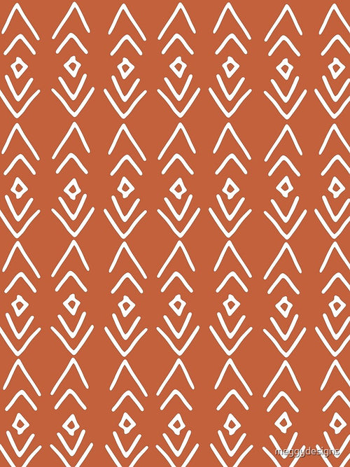 African Mudcloth, Terracotta, Boho Wall Art by meggydesigns