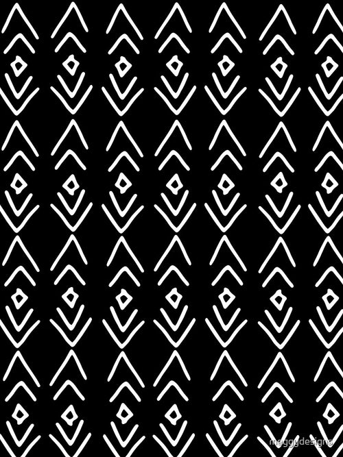 African Mudcloth, Black and White, Boho Wall Art by meggydesigns