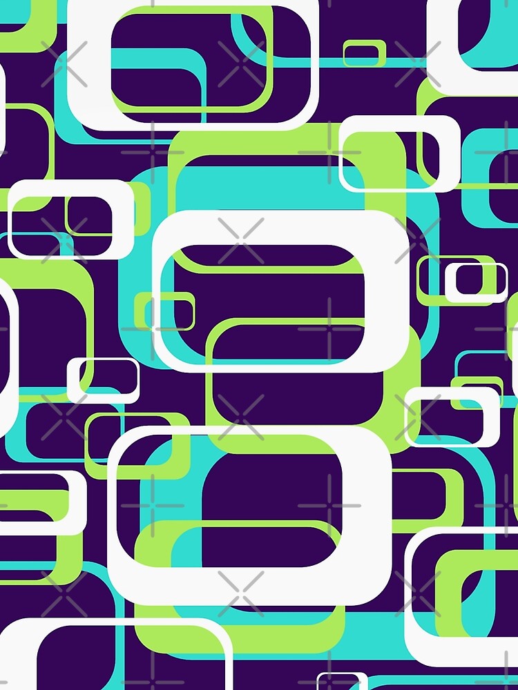 Lime Green and Turquoise 60s Inspired Retro Shapes by TotallyRetroArt