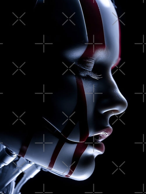 Android Face Close-Up Futuristic Sci Fi Portrait by cyberartmaker