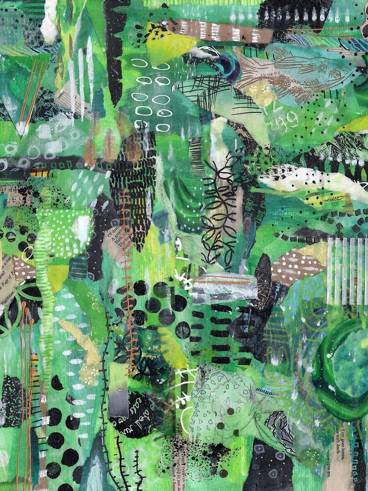 Grungy collage in green, black and white by EmbellishEmy