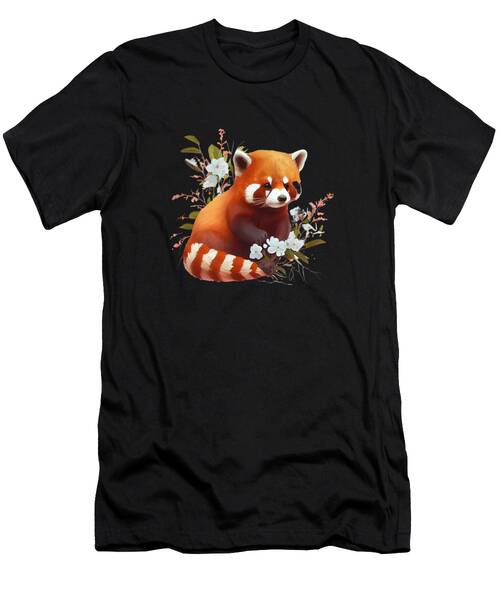 Floral Red Panda Fantasy Art T-Shirt