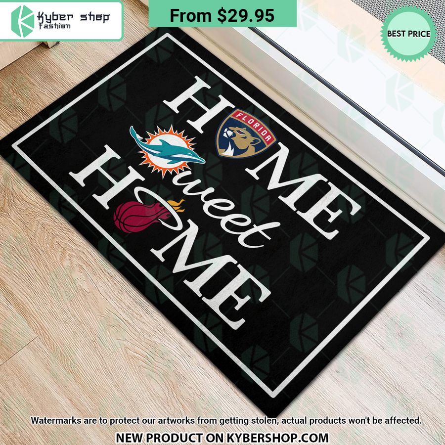 Florida Panthers Miami Dolphins Miami Heat Home Sweet Home Doormat