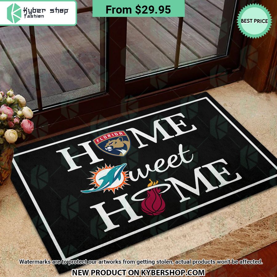 Florida Panthers Miami Dolphins Miami Heat Home Sweet Home Doormat