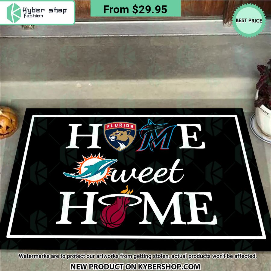 Florida Panthers Miami Heat Miami Marlins Miami Dolphins Home Sweet Home Doormat