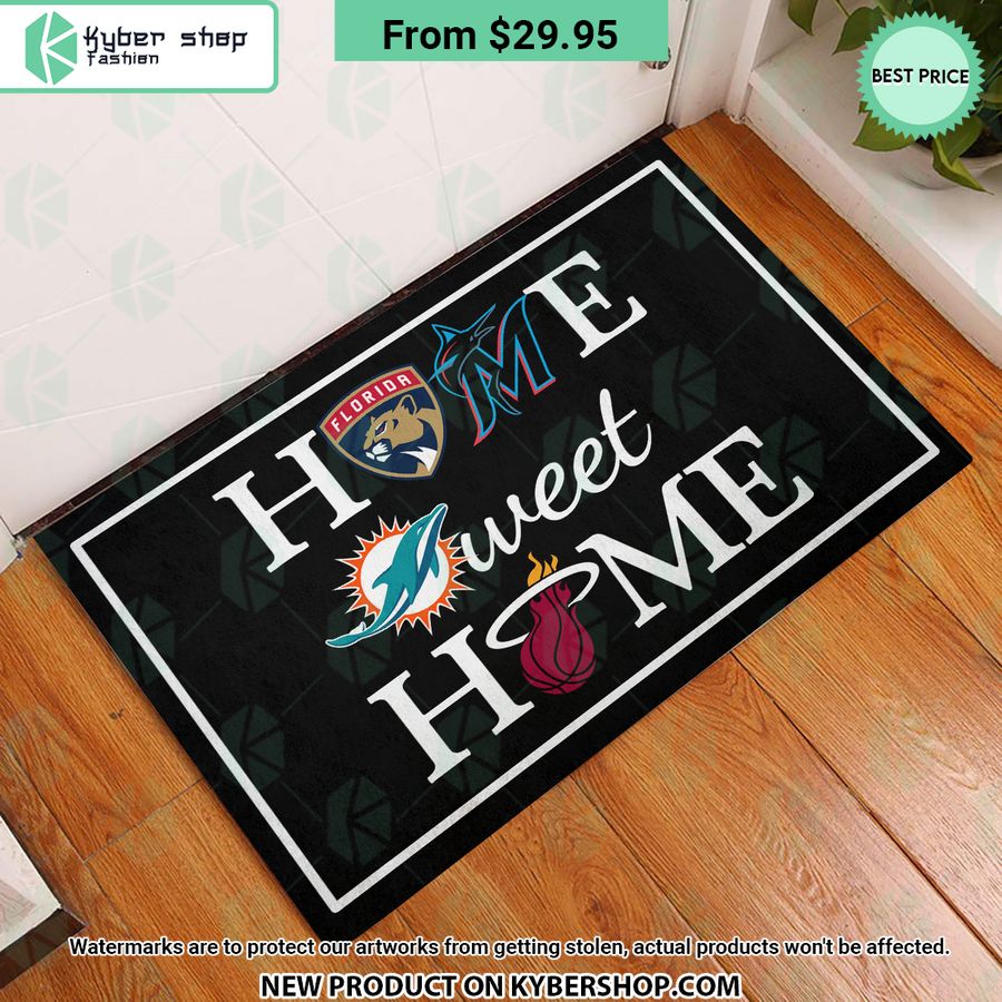 Florida Panthers Miami Heat Miami Marlins Miami Dolphins Home Sweet Home Doormat