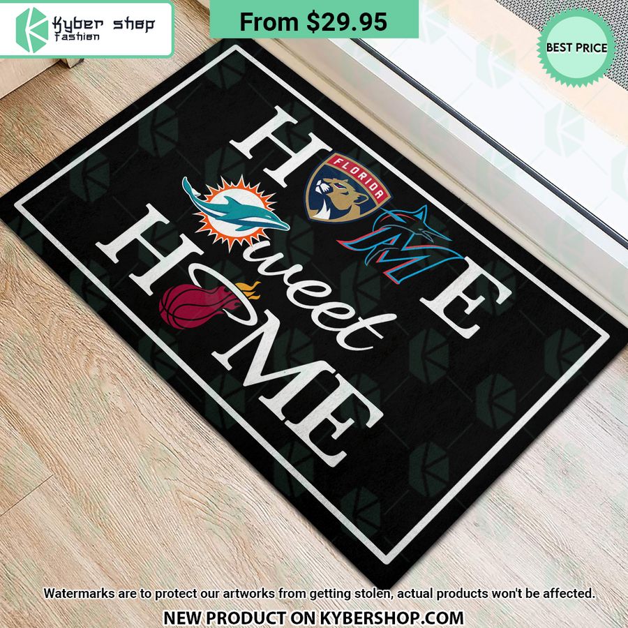 Florida Panthers Miami Heat Miami Marlins Miami Dolphins Home Sweet Home Doormat