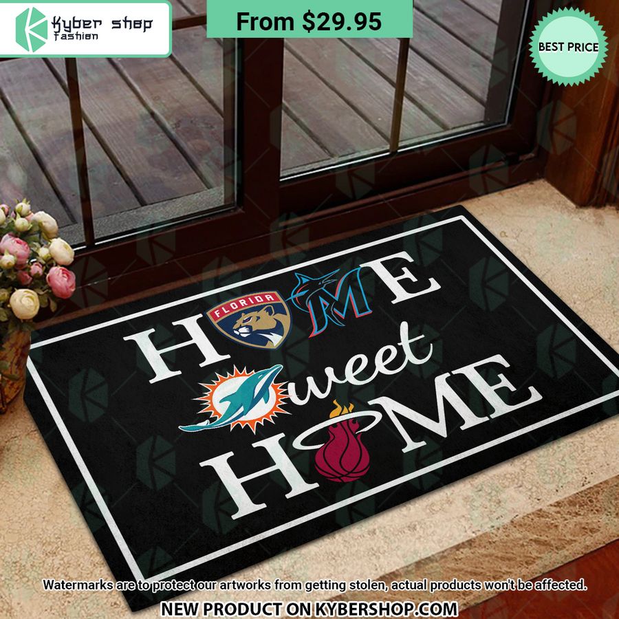 Florida Panthers Miami Heat Miami Marlins Miami Dolphins Home Sweet Home Doormat