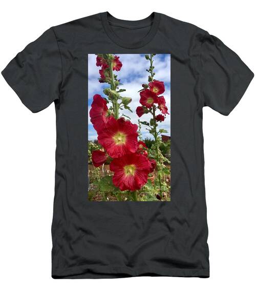 Flowering Red Hollyhocks T-Shirt