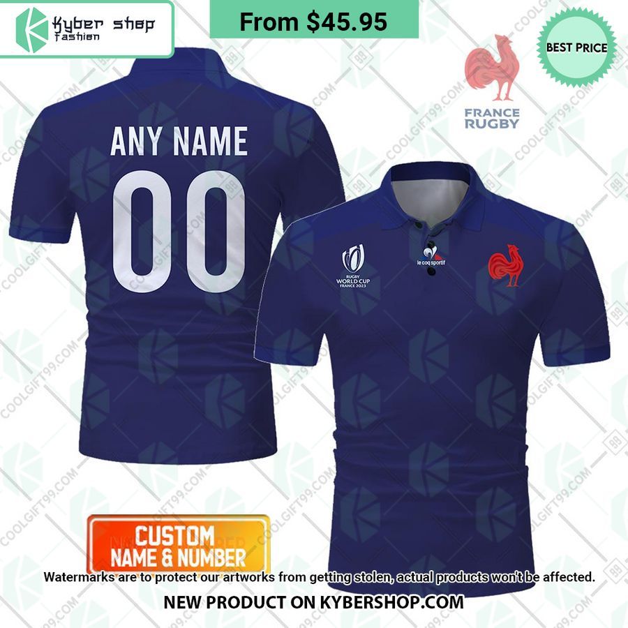 France Rugby Home Jersey Rugby World Cup 2023 CUSTOM Polo Shirt