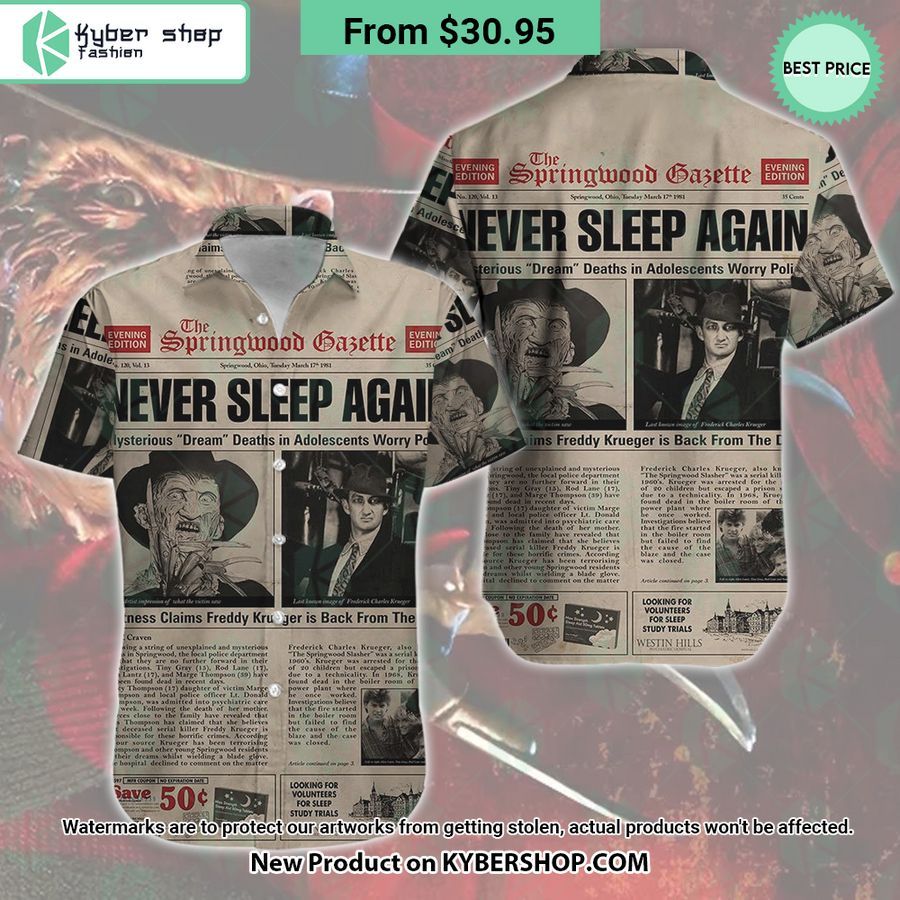 Freddy Krueger Newspaper Hawaiian Shirt