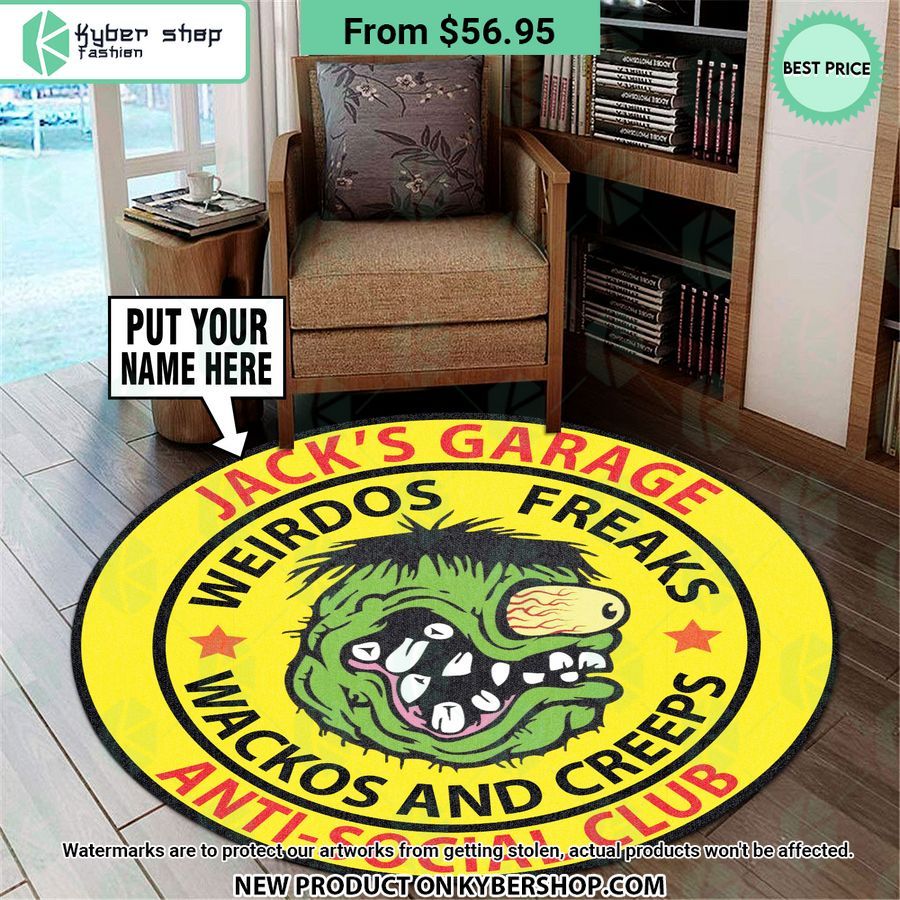 Garage Anti Social Club Rat Fink CUSTOM Round Rug