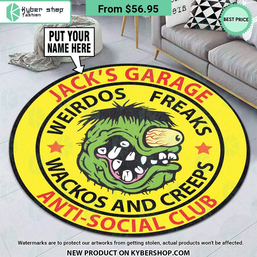 Garage Anti Social Club Rat Fink CUSTOM Round Rug
