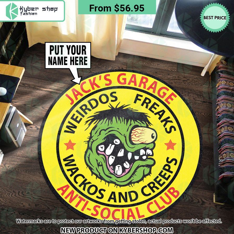 Garage Anti Social Club Rat Fink CUSTOM Round Rug