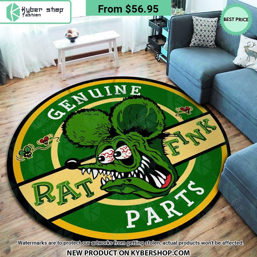 Genuine Rat Fink Parts Hot Rod Round Rug