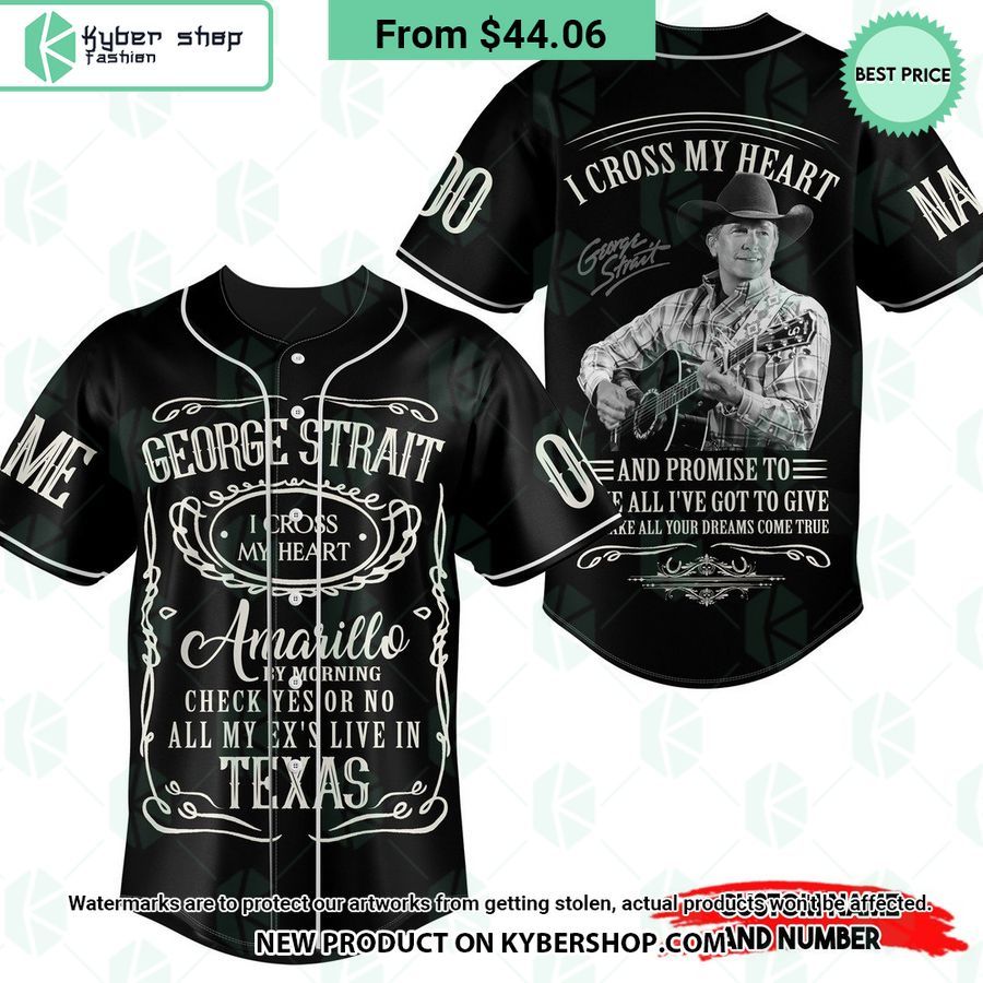 George Starit All My Ex’s Live In Texas CUSTOM Baseball Jersey