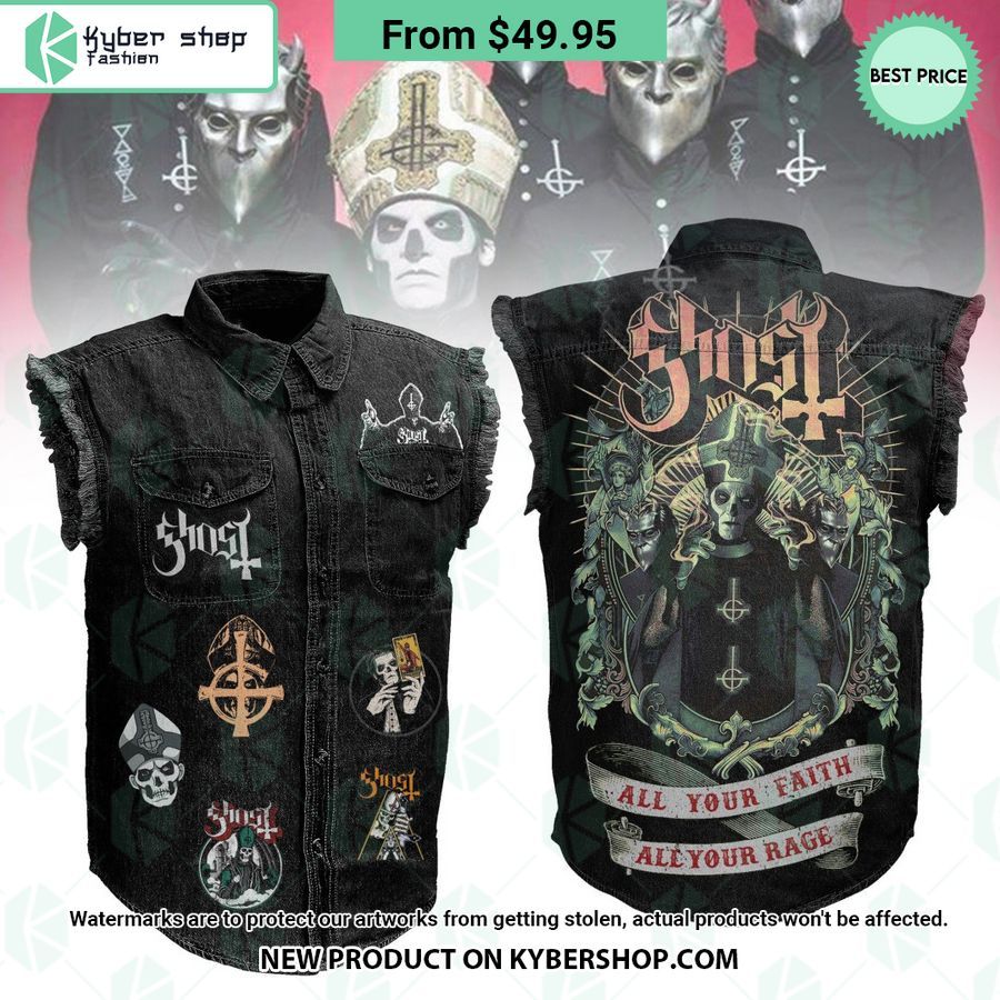 Ghost All Your Faith All Your Rage Sleeveless Denim Jacket