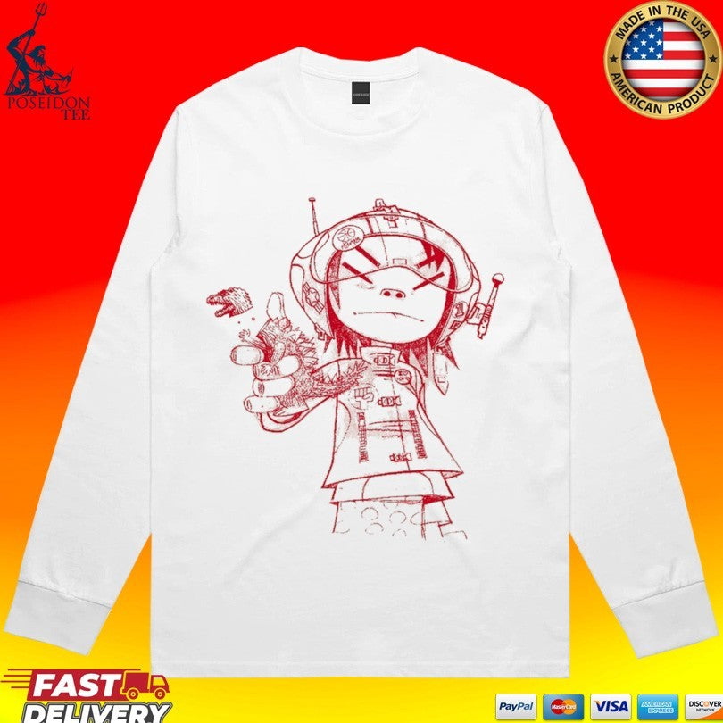 Gorillaz Noodle Line Drawing T-shirt