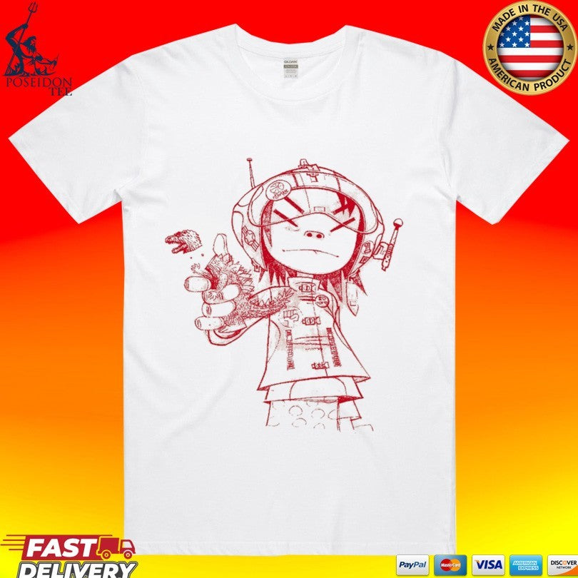 Gorillaz Noodle Line Drawing T-shirt