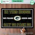 Green Bay Packers In This House We Praise Jesus and Say Go Pack Go Doormat