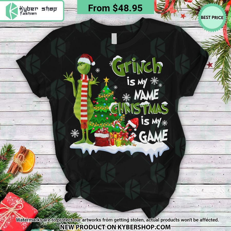 Grinch Is My Name Christmas Is Game Pajamas Set