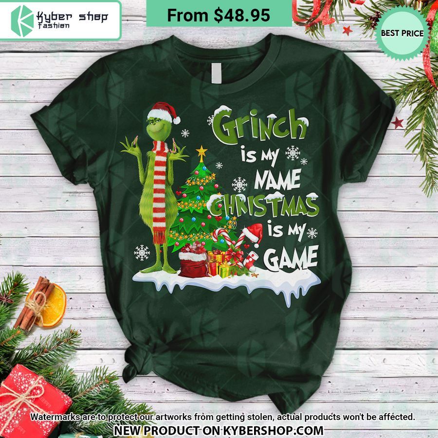 Grinch Is My Name Christmas Is Game Pajamas Set
