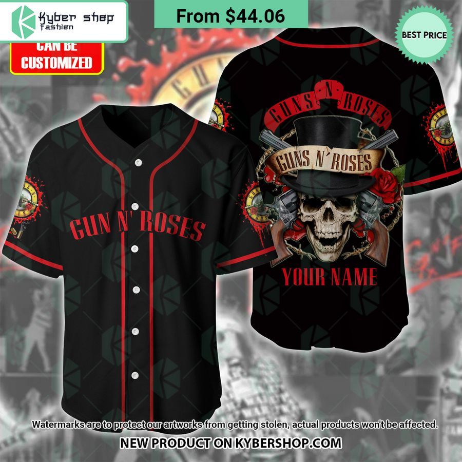 Gun N’ Roses Skull CUSTOM Baseball Jersey