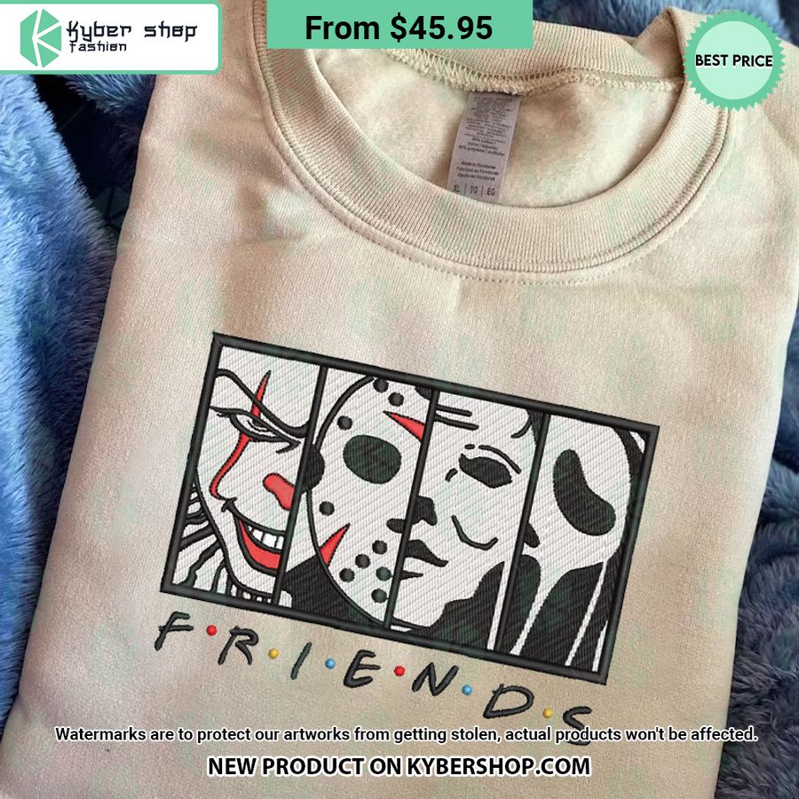 Halloween Horror Characters Friend Embroidered Sweatshirt