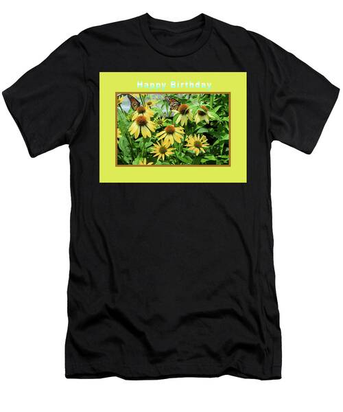 Happy Birthday Summer Yellow Cone Flower Card T-Shirt