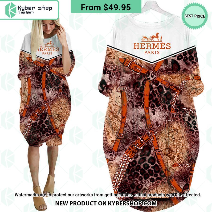 Hermes Leopard Batwing Pocket Dress