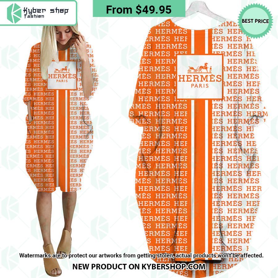 Hermes Paris Brand Batwing Pocket Dress