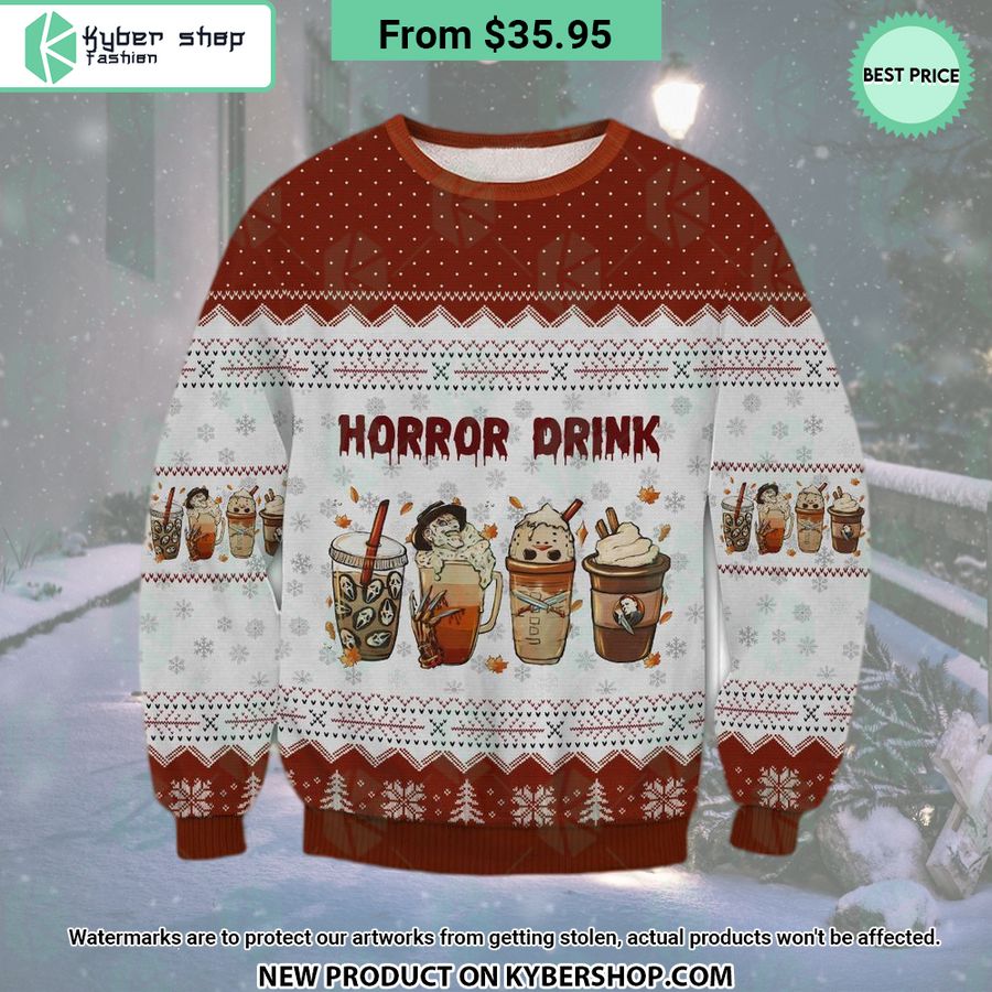 Horror Drink Characters Halloween Movie Sweater