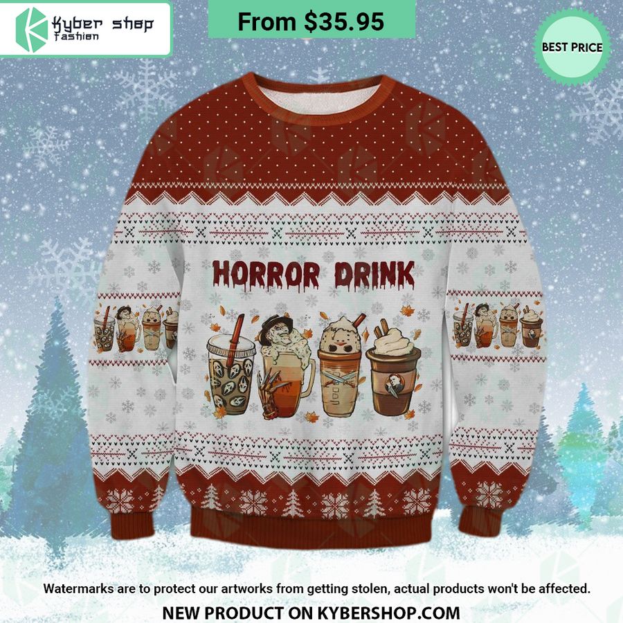 Horror Drink Characters Halloween Movie Sweater