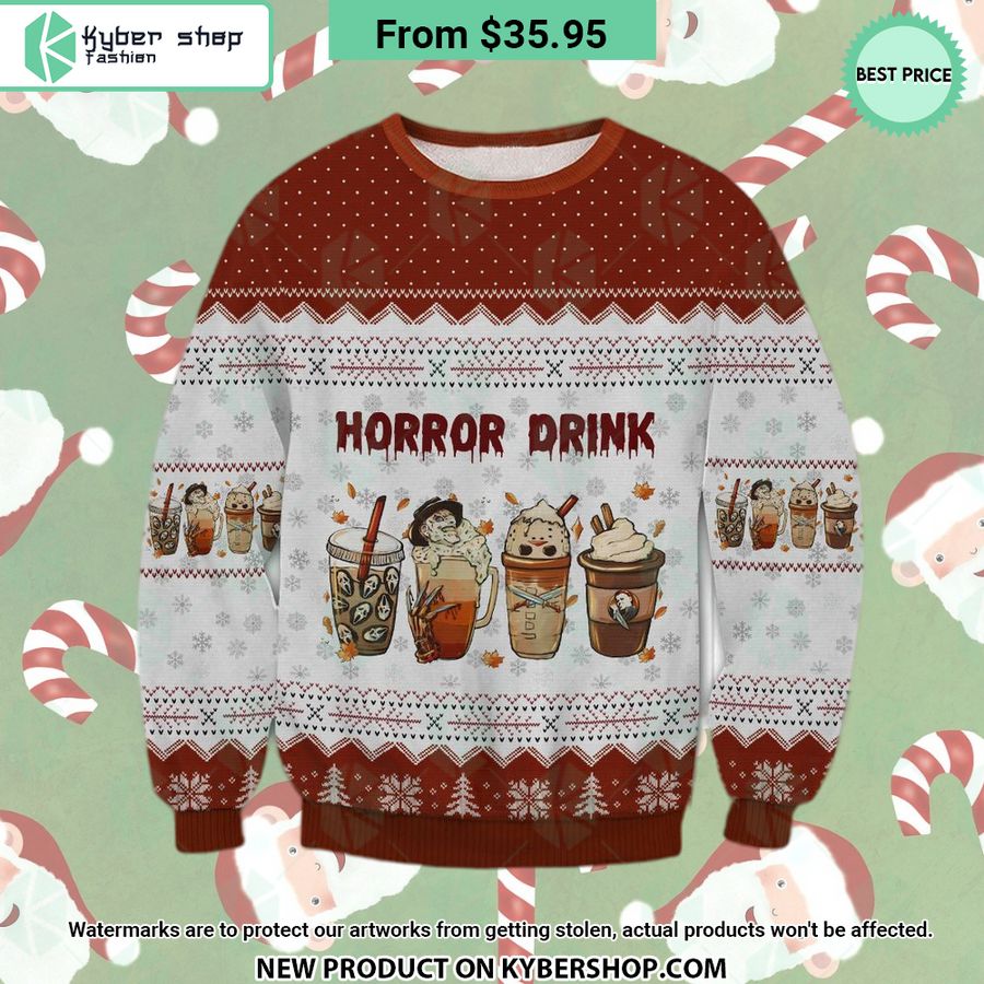 Horror Drink Characters Halloween Movie Sweater