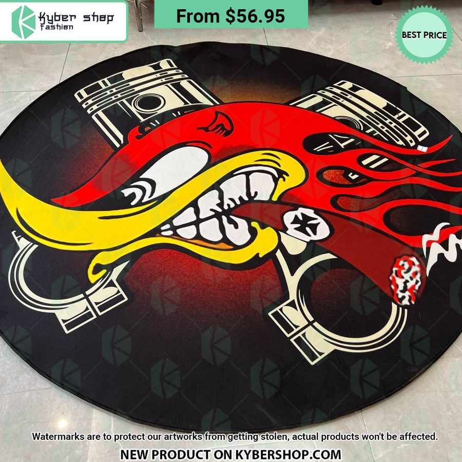 Rod Mr. Horsepower Devil Garage Round Rug